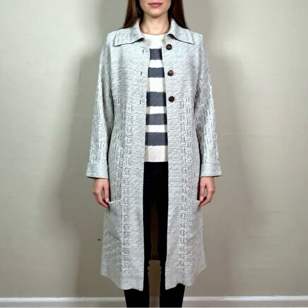 Vintage Light tan Textured Mid-Length Coat long cardigan 60s 70s hippie style